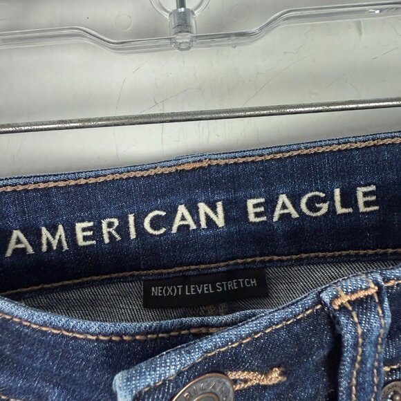 American Eagle Next Level Stretch Hi-Rise Shortie Denim Jean Shorts Size 00 EUC - Picture 5 of 10